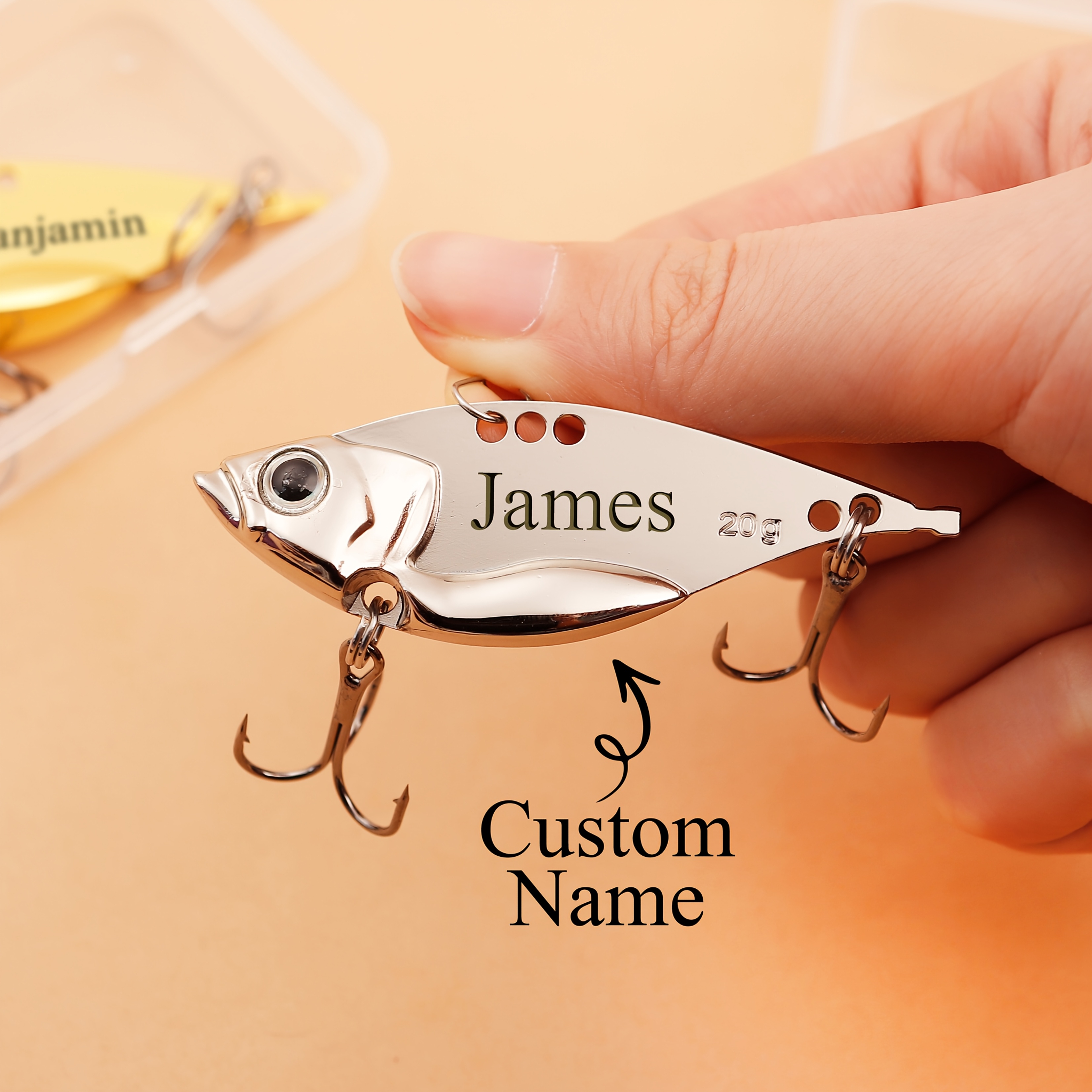 1* Engravable Fishing Lure Treble Hook with Personalized Name Gift  for Dad Husband Uncle Fisherman *'s Day A