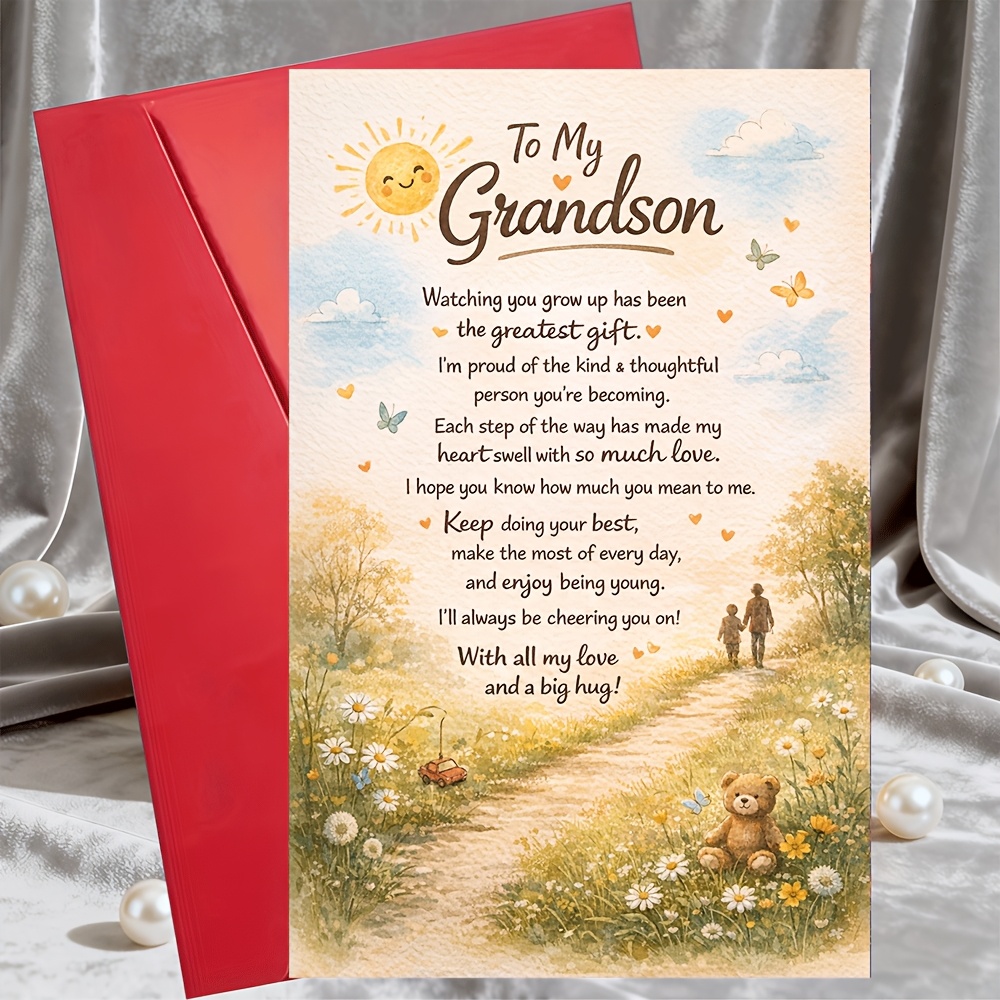 TEMU A Card For Your Grandson Accompanied By An Envelope, Featuring An From Grandma Or Grandpa. It's Occasions Like Birthdays, Graduations,