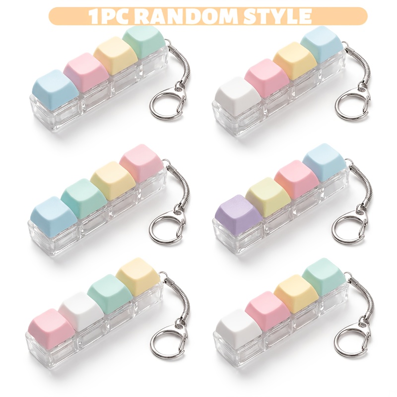 TEMU 1pc 4-key Keyboard Fidget Keychain, Keycap Switch Clicker, Portable Relax Accessory For Backpack, Handbag, Car Keys And Desk, Novelty Gift For