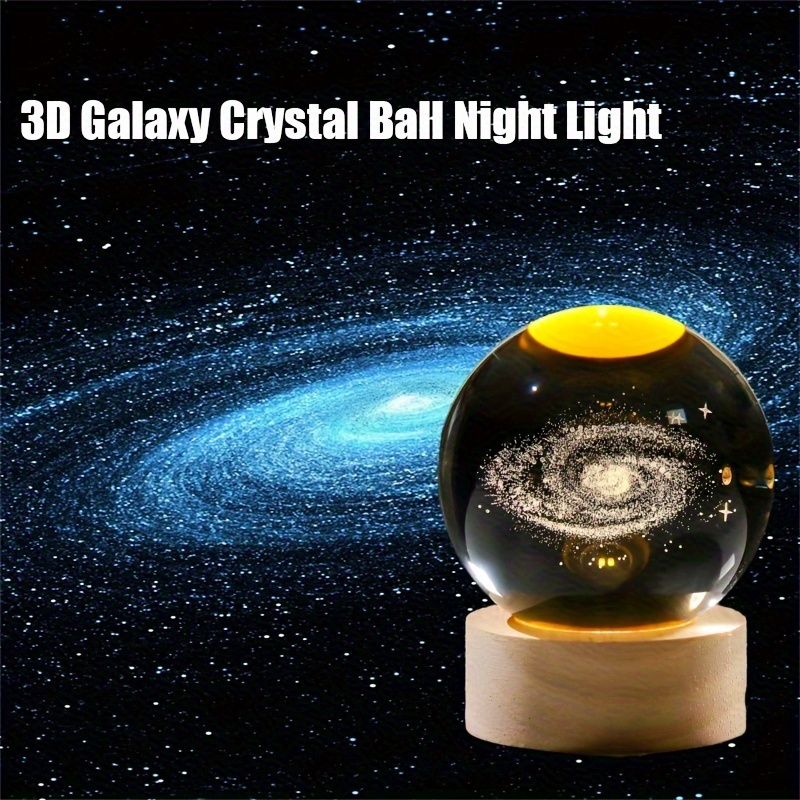 

Crystal Ball Night Light, With Warm Led Wooden Base, Laser Engraved Decorative Glass Ball, Perfect Graduation, Birthday, Christmas Gift For Girlfriend, Boyfriend, Wife, Husband, And Astronomy Lovers