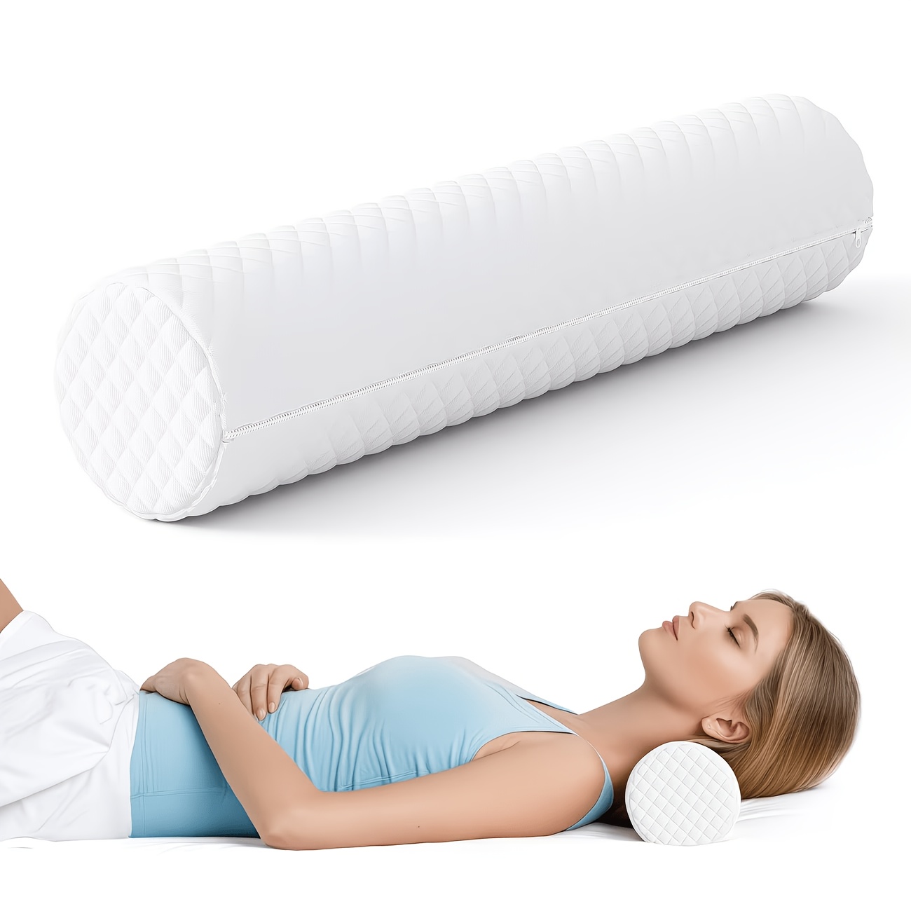 Round Cervical Roll Pillow, Removable And Washable, Ergonomically Designed, Suitable For , Neck, Back, And Legs, Ideal For Supporting And Neck During Sleep.