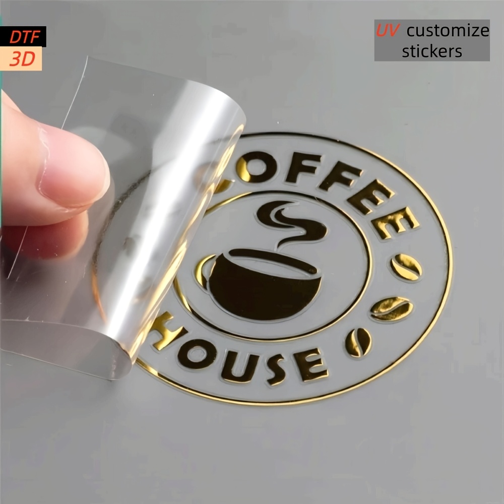 TEMU 28pcs Custom 3d/uv Crystal Transfer Stickers - Company Logos, Wedding Names, High Gloss Surface | Suitable For Cups, Coffee Shops & Personalized