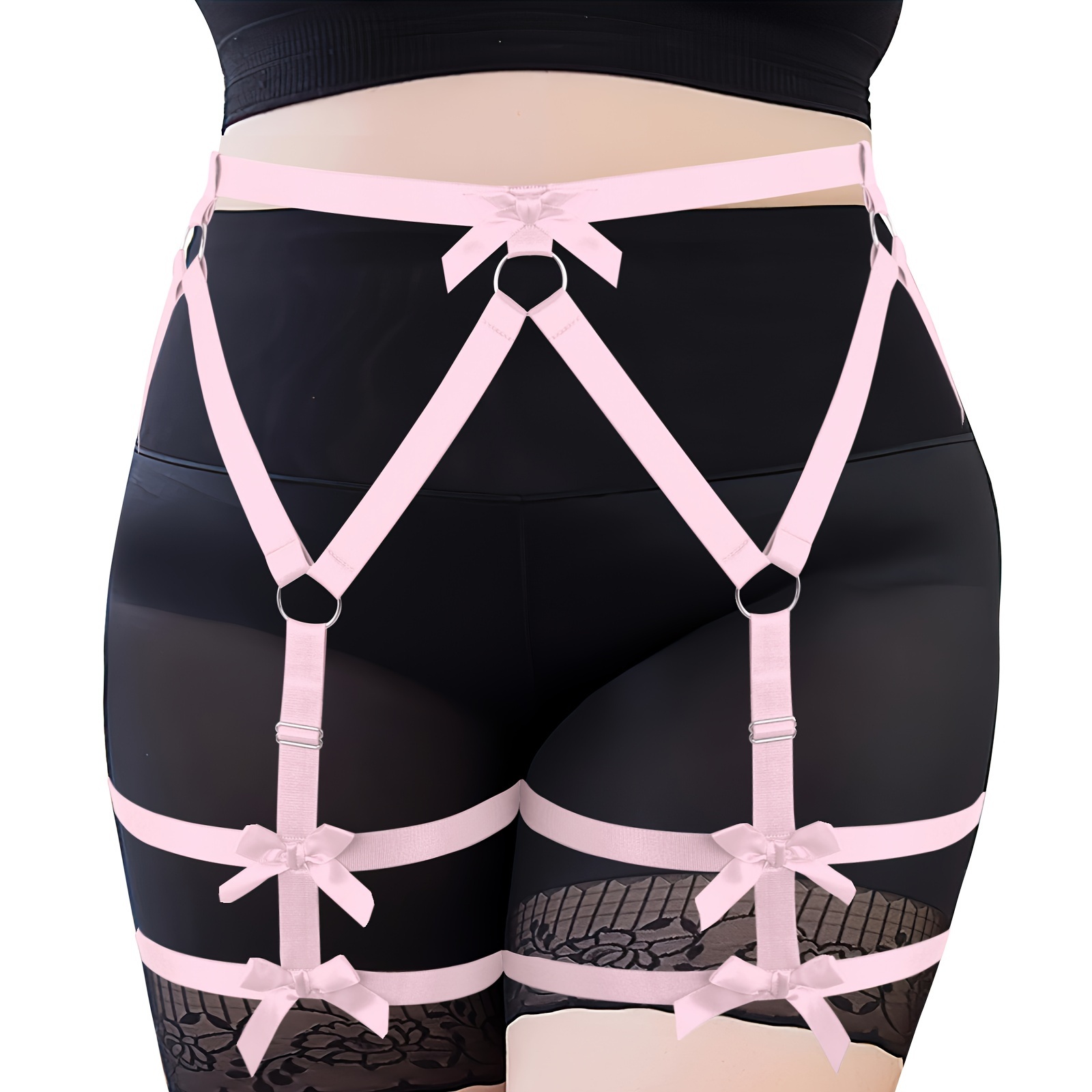 Plus Size Punk Gothic Leg Harness Elastic Cutout Body Chain for Women Parties Festivals