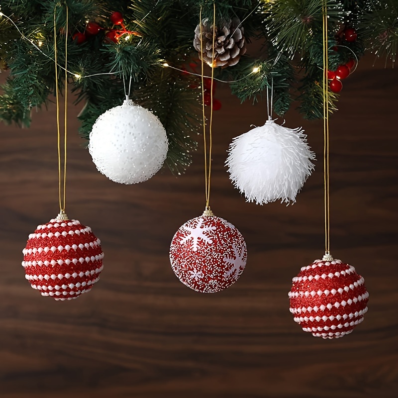 

16-piece Set Of Handcrafted Christmas Ornaments: Contemporary Style, Red And White Designs, Your Christmas Tree