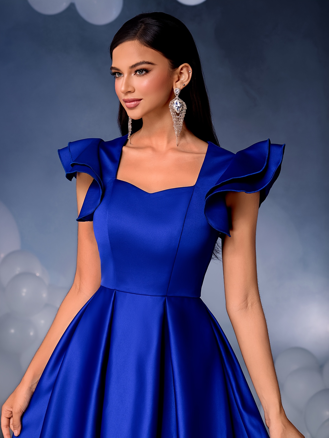royal blue frill dress Stunning Beauty Textured Dress (Royal Blue) main image 1