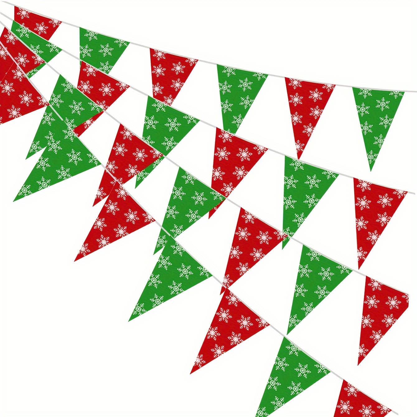 Image of 100ft Christmas Pennant Banner - Red & Flags For Indoor/outdoor Holiday Decor, Parties & Celebrations, Christmas Decorations, Birthday Party