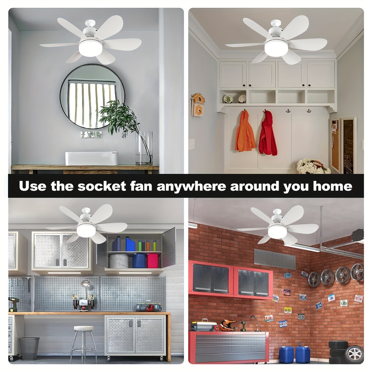 1pc socket fan light screw ceiling fans with lights and remote e26 e27   ceiling fan base small ceiling fan replacement for light bulb dimmable socket fan ceiling fan with light for bathroom bedroom   room details 6