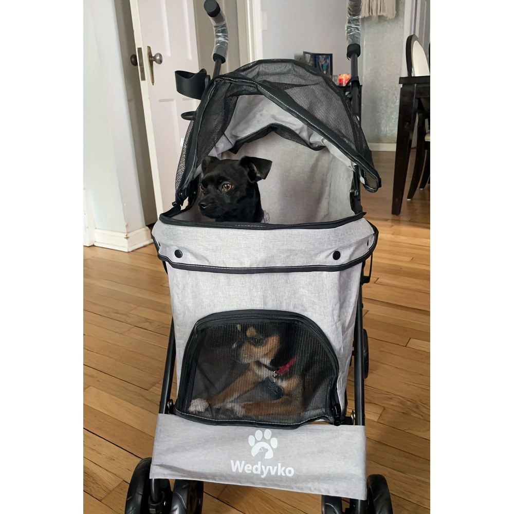 

Medium Dog Stroller 50lb - Pets Stroller For Medium Dogs With Storage Basket & Pouch, Security Leashes