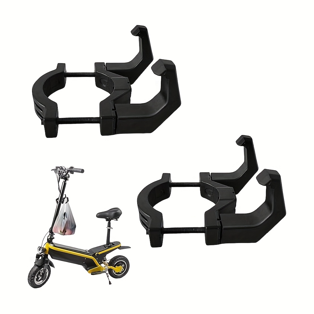 Image of 2pcs Electric Scooter Front Hooks, Dual Clamp Design, Pvc, Fit For Motorcycles & Electric Cars - Black