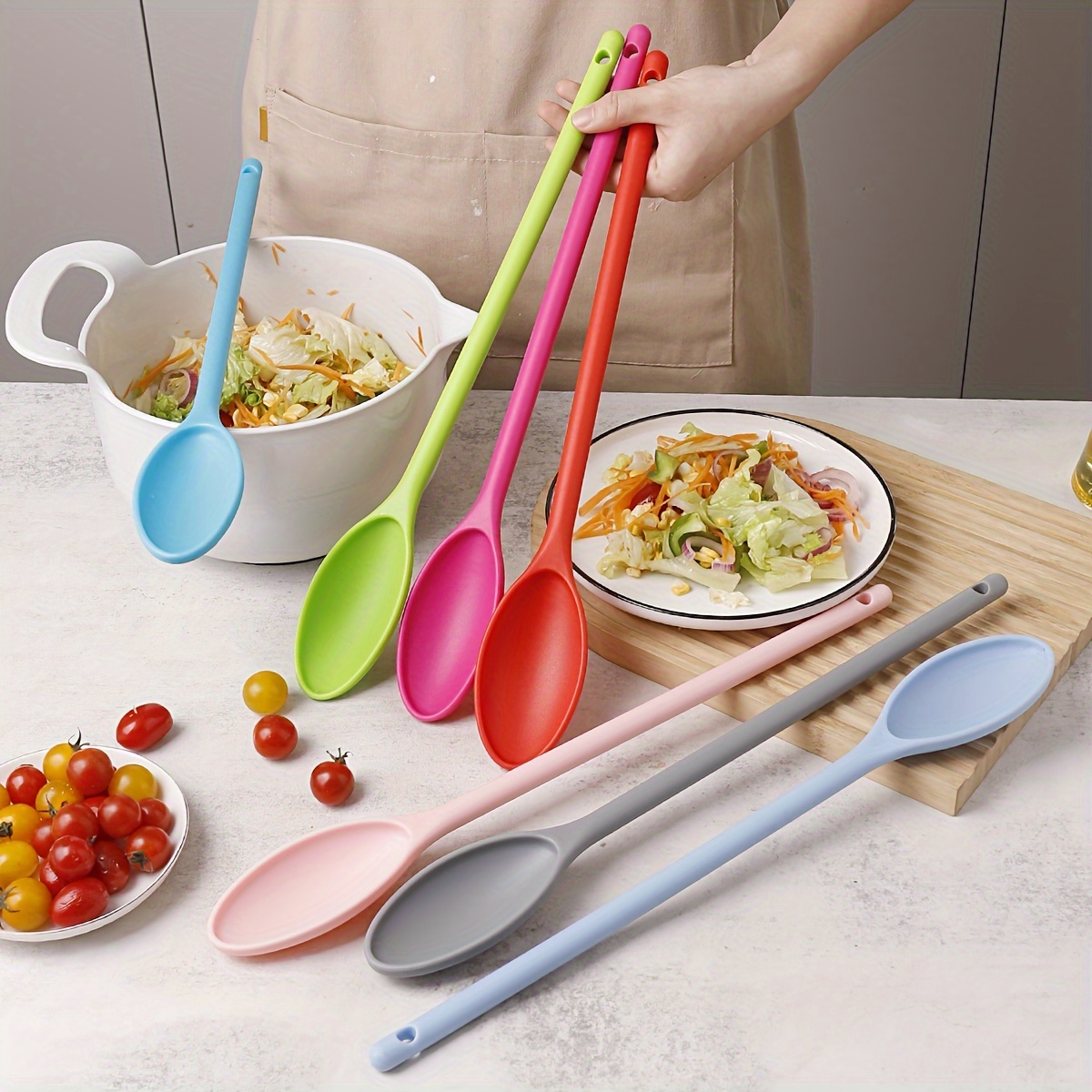 

1pc Plastic Long Handle Ladle - Kitchen Cooking Spoon For Salad, Stirring, Serving, Soup, Fruit - Lightweight, Durable Candy Colored Serving Spoon