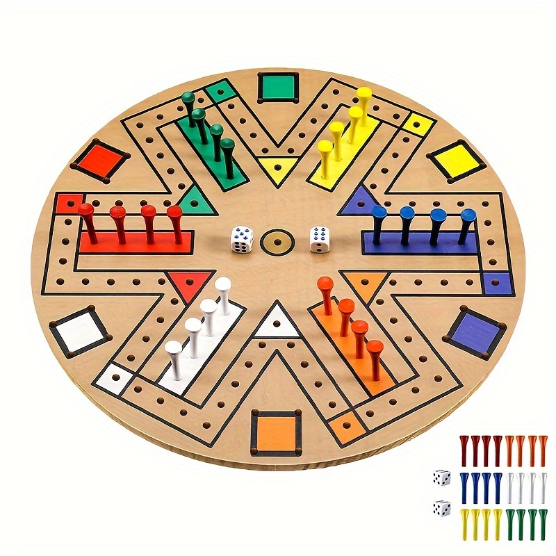 

Board Game Wooden 3-6 Players Board Game, Set With 24 Board Game Pieces And 2 Dice, 6 Colors, For Adult/family ,indoor/outdoor For Party, Christmas Gift/decor