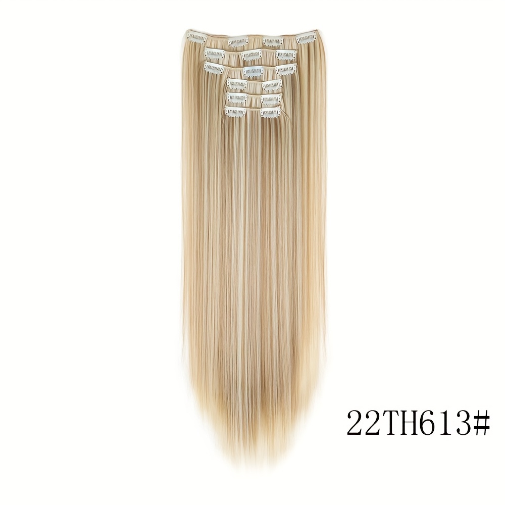 TEMU 6pcs, 16 Shelves, Clip-in Hair Extensions, 24-inch Straight Synthetic Hair Clip-ins, Lightweight Synthetic Wigs, For Women, Hair Clips, Hair