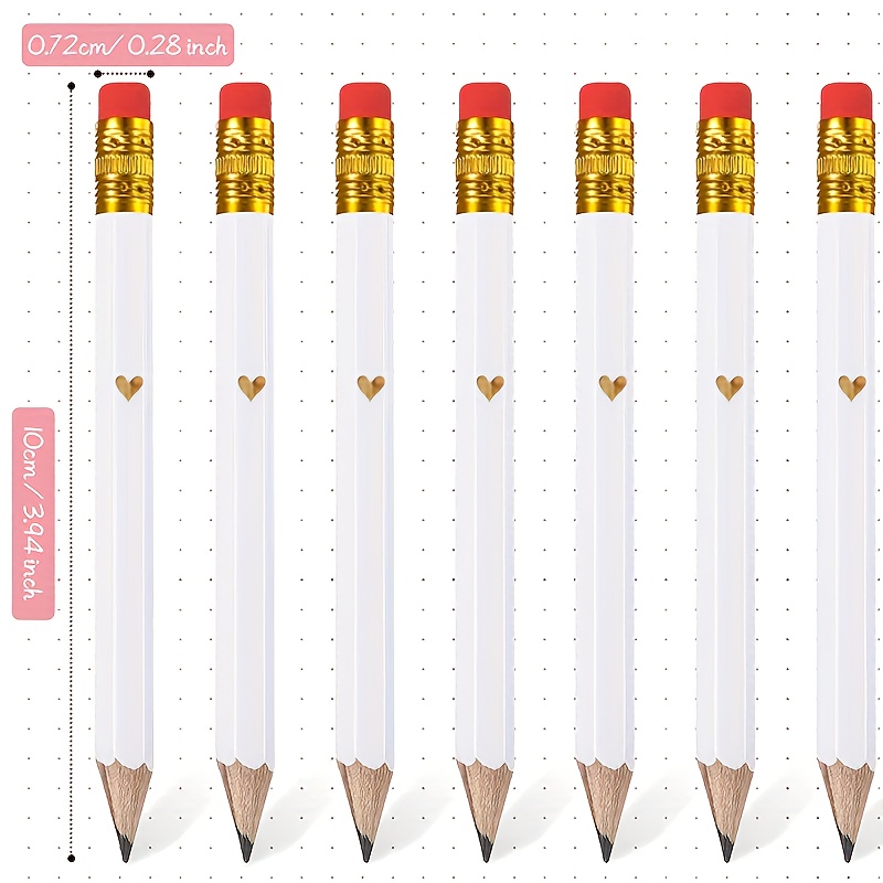 Image of Set Of 10 Small White Pencils For Party Favors, Ideal For Games And Bridal Showers