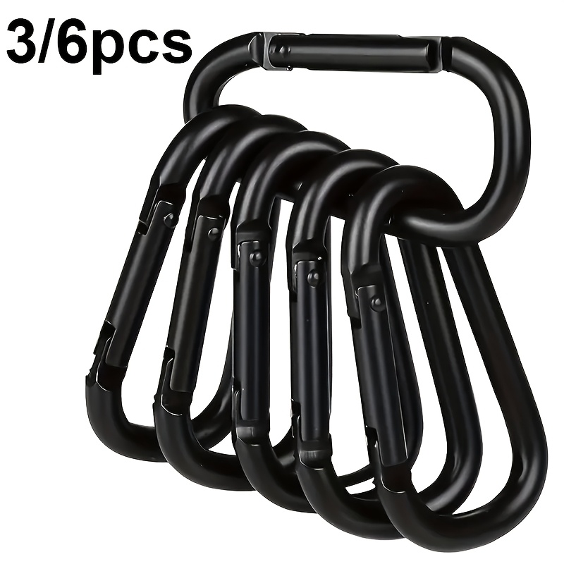 

Aluminum Alloy Carabiner Keychain Clips - 3/6 Pack Spring Snap Hooks For Camping, Hiking, Water Bottles, And Accessories – Heavy-duty, Uncharged, Black