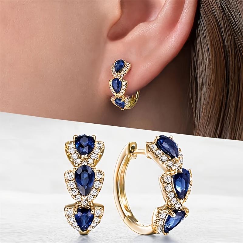 

1 Pair Of Women's Fashion Ring Earrings Exquisite And Luxurious Water Drop Shape Artificial Synthetic Ring Earrings Women's Wedding Banquet Anniversary Jewelry Accessories