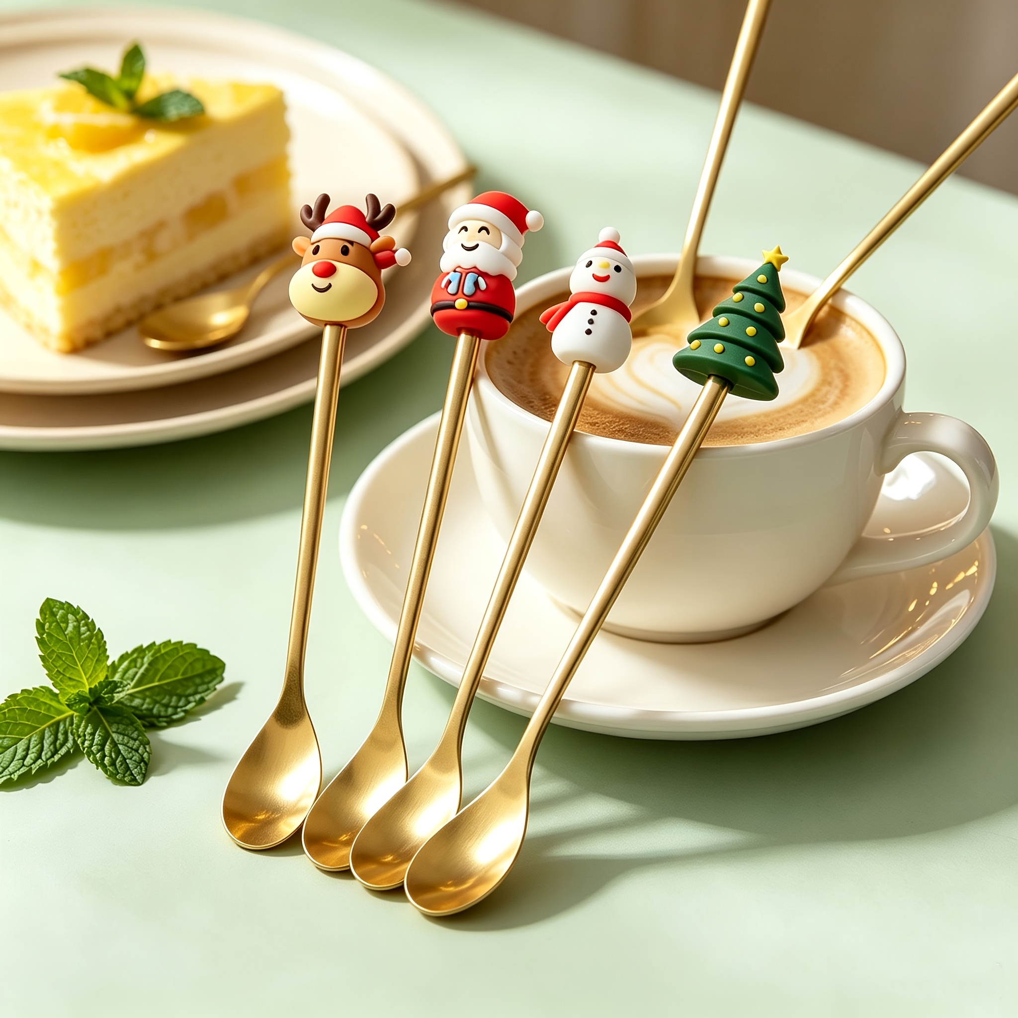 TEMU Christmas Teaspoon Set Of 4 | .8-inch Stainless Steel Small Spoons | Dessert And Tea/coffee Spoons | Christmas Ornaments For Indoor And Kitchen