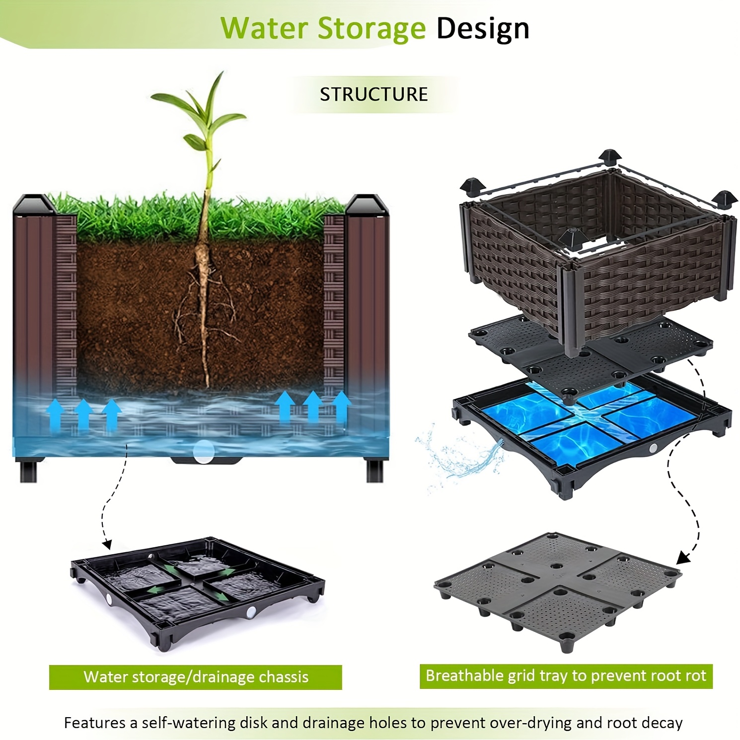 Raised Garden Planter with Legs, Traditional Black Woven Plastic Container, Perfect for Outdoor Gardening - Great for Growing Flowers, Vegetables, And Herbs | Sturdy And Lightweight Elevated Garden Planter with a Versatile Design 14 Raised Garden Planter with Legs, Traditional Black Woven Plastic Container, Perfect for Outdoor Gardening - Great for Growing Flowers, Vegetables, And Herbs | Sturdy And Lightweight Elevated Garden Planter with a Versatile Design