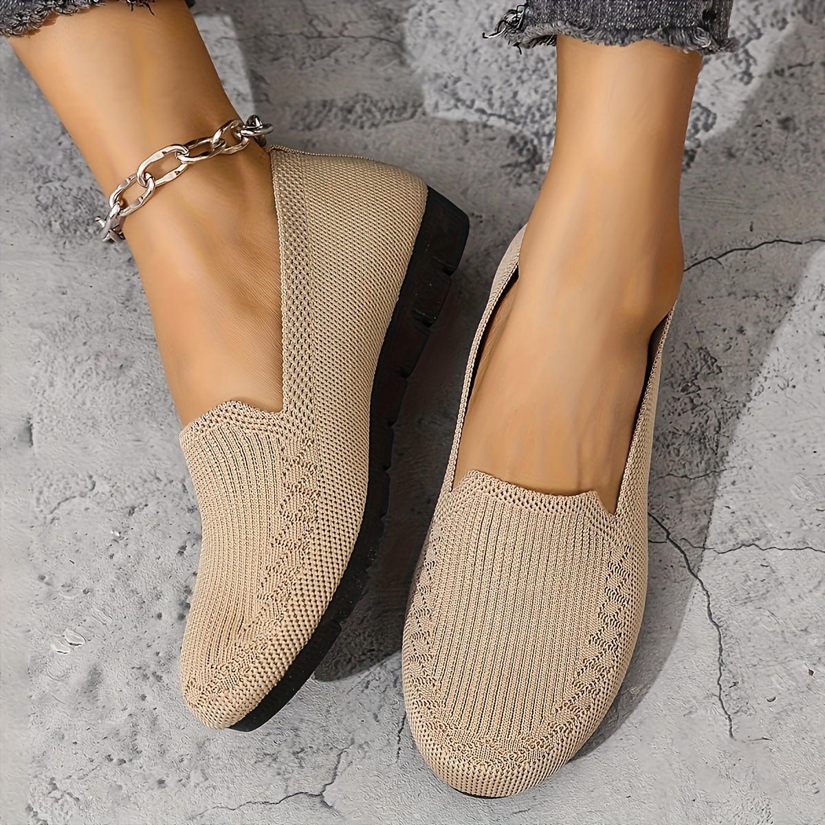 Women'S Purple Knit Loafers - Slip-On, Lightweight, Non-Slip Flat Walking Shoes, Casual All-Season Low Top Fabric Sneakers, PVC Sole and Fabric Insole, Comfortable and Breathable, Allseason Loafers | Casual Loafers | Comfortable Footwear, Loafer Sneakers
