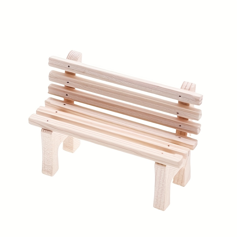 Miniature Wooden Bench With Heart Cutout - Dollhouse Accessory For Diy Scenes, Collectible Gift For Hobbyists, Home Decor, Outdoor Yard Prop, Pocket-sized Mini Furniture, Dollhouse Miniatures