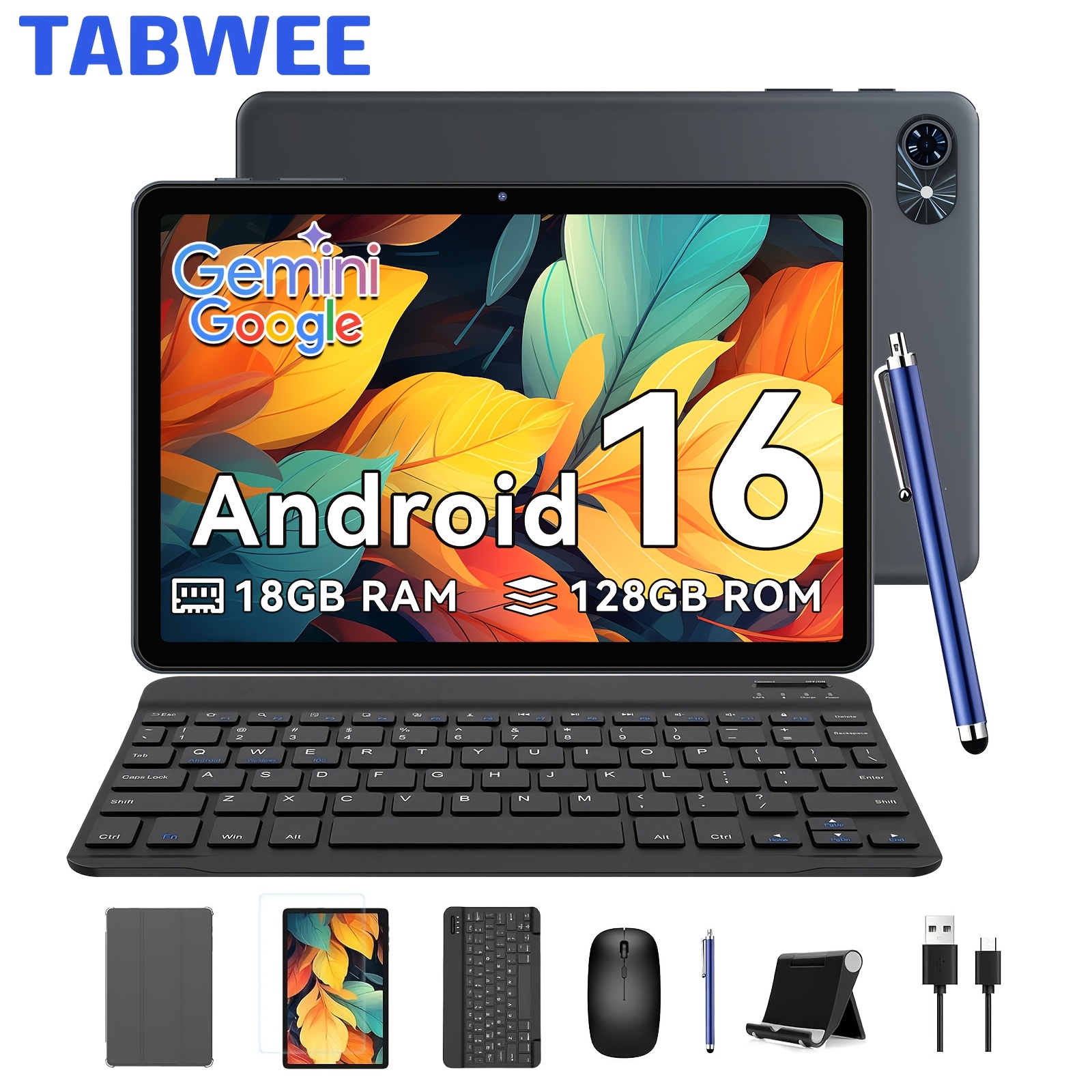 Image of Upgrade To 16 Via Ota Tabwee T80 10-inch Tablet With Keyboard - 18 (6+12) Gb +128gb Rom (2tb Tf), 6000mah, 5mp+2mp, Ai, 5g Wifi, Gps, , Tablet, Pad, Tablet, Pad