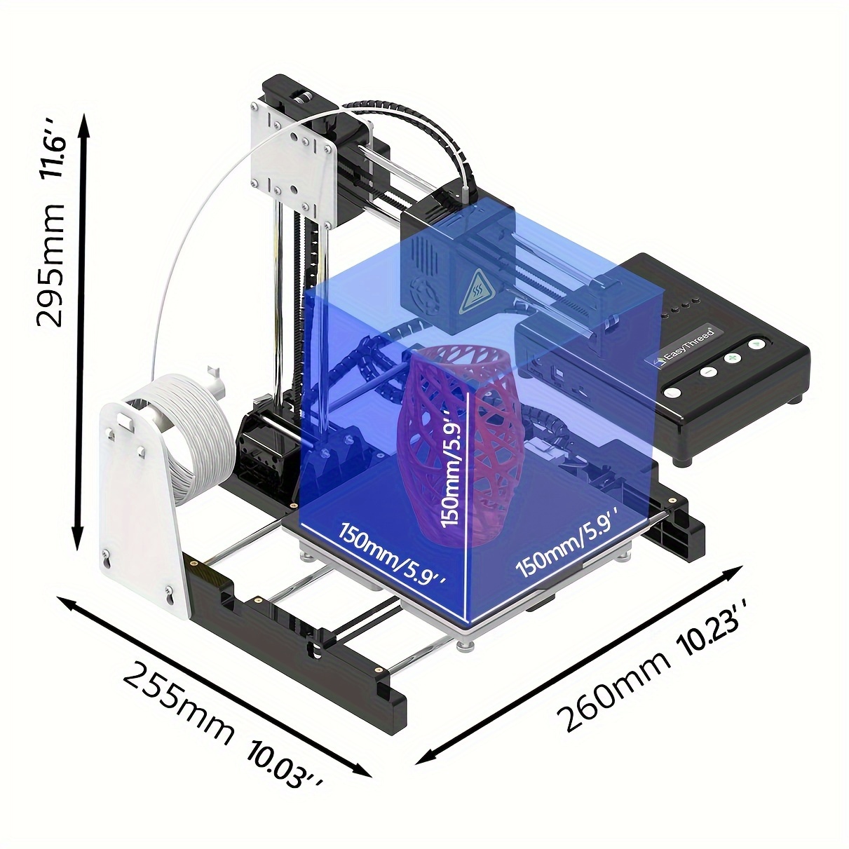 初心者向けのEasyThreed 3DプリンターX3。加熱ベッドと低騒音で PLAや