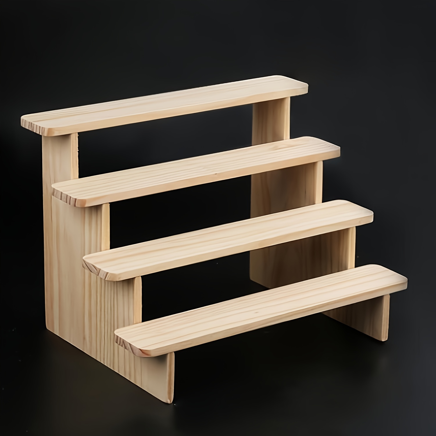 TEMU 3/4 Tier Staircase Wooden Display Rack | Storage Rack For Organizing And Storing Jewelry, Collectibles, Watches, Potted Plants - Rustic Style,
