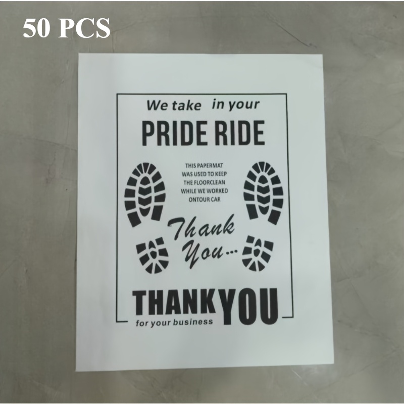 TEMU 50pcs White Paper Disposable Car Foot Mats - Anti-dirt Protection, Portable Vehicle Floor Pads With "we Take In " Design, 39x49cm, Ideal For Car Interiors, Car Floor Mats