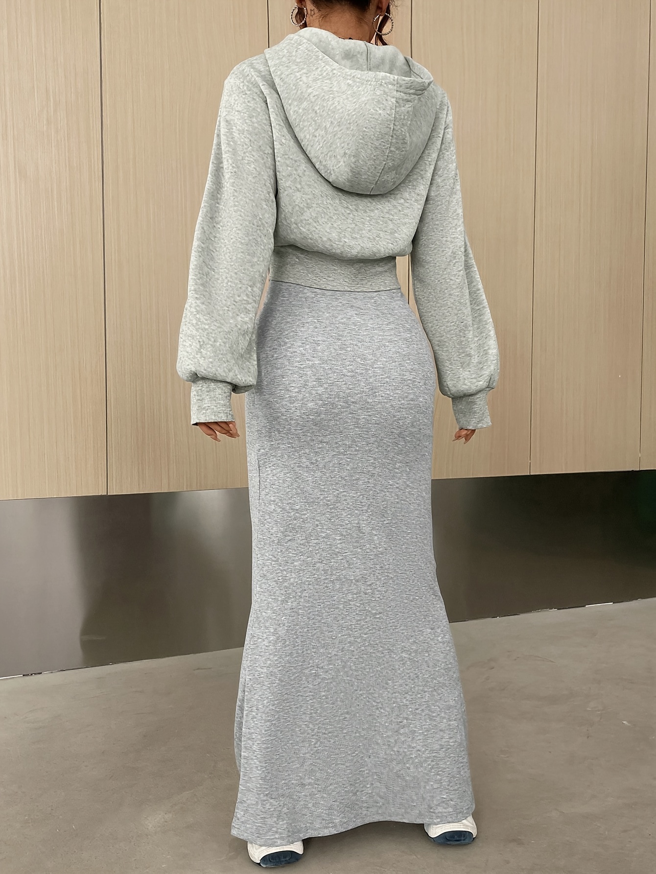 chic zip hoodie sleeveless midi dress set style - Temu Nigeria