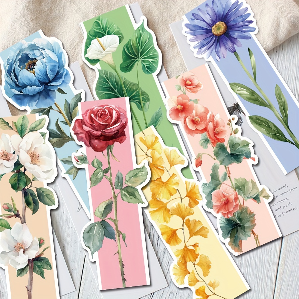 

30pcs Floral Bookmarks Set, Assorted Designs Paper Page Markers For Books, Ideal For Students, Teachers, And Readers