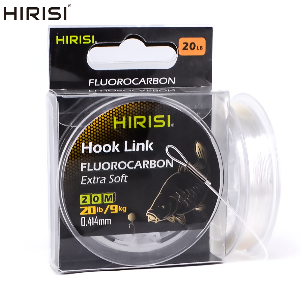 

20m Hirisi Fluorocarbon Hooklink Line, Extra Stiff, Clear, High Strength Nylon Leader, 15lb 20lb 27lb 32lb, For Carp Chod Rig, Ideal For Labor Day Fishing