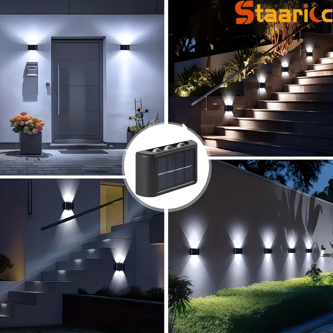 STAARICC 4/6/8 buc, Lampă Solară LED de Perete, Iluminat Ambiental Exterior, Lumină Decorativă de Perete pentru Exterior, Potrivită pentru Exterior, Curte, Vilă, Gard, Balcon, Terasă, Grădină