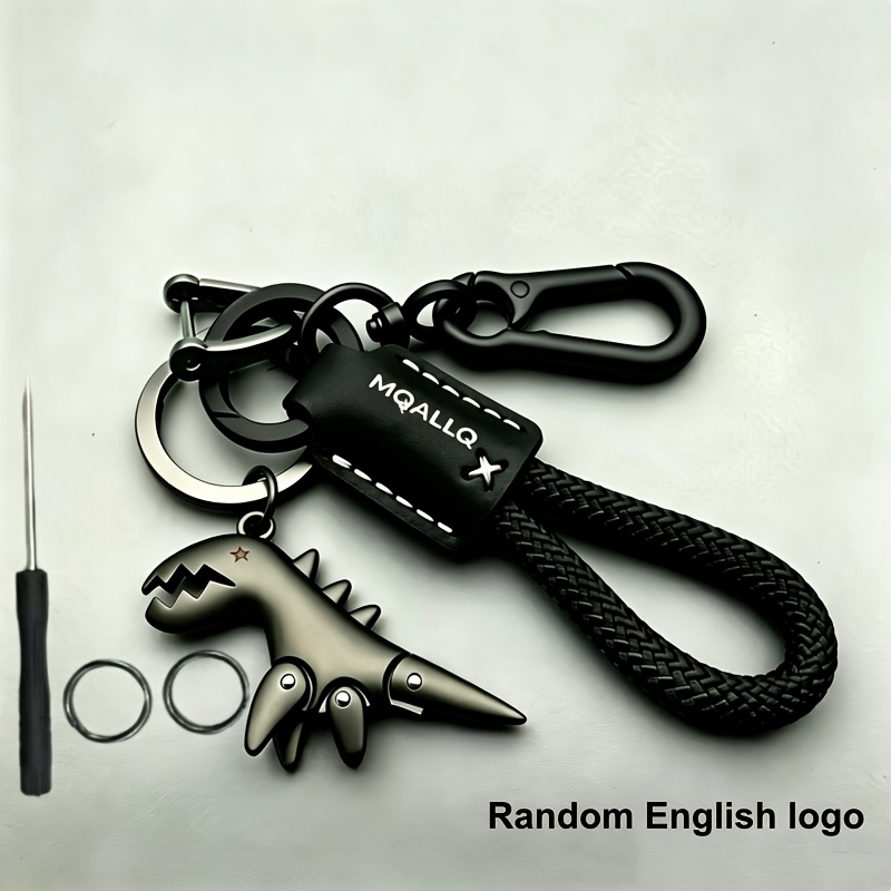 TEMU 1pc Creative Dinosaur Keychain For Women Men, Braided Rope Pendant Key Ring Car Keys Additions, Leather Cord School Bag Purse Charm Couple Gift
