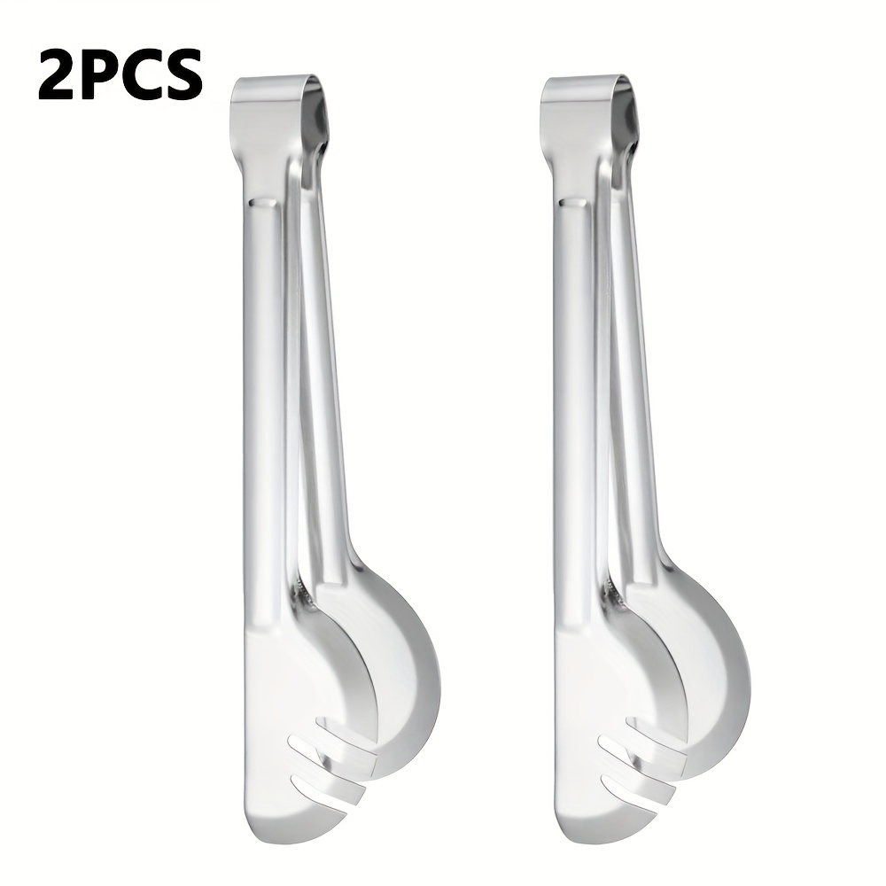 E-shop 2 Stück 9,45 Zoll Edelstahl Brotzange, Robuste Metall Servierzange, Lebensmittelzange, Salat Steak Clip, Küchenzange für Buffet/Catering/BBQ,