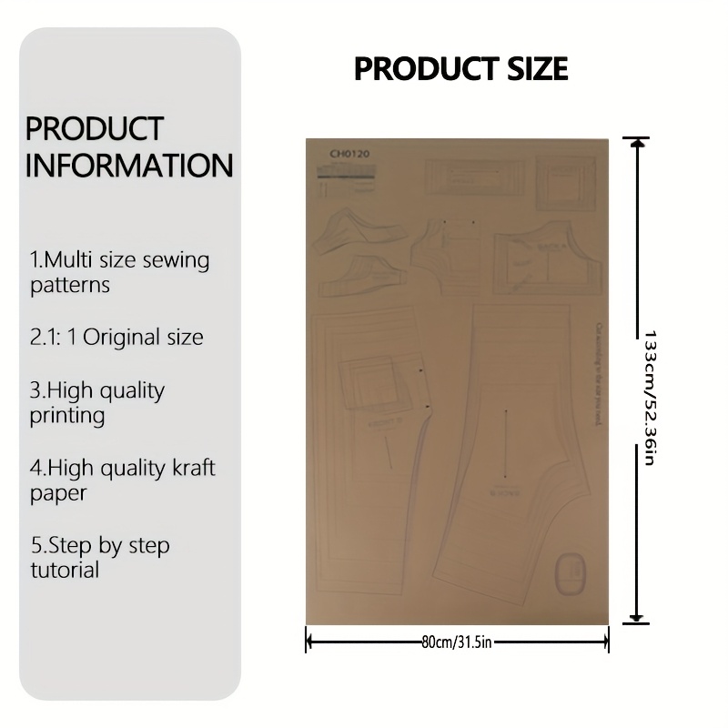 TEMU 9 Sizes (6m-10y) Patterns, Sewing Patterns, Easy Sewing Patterns For Beginners, 1:1 Clothing Sewing Patterns Set,with Color Hd Picture
