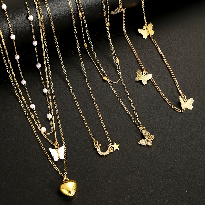11pcs Five Pointed Star Zirconia Butterfly Necklace Set