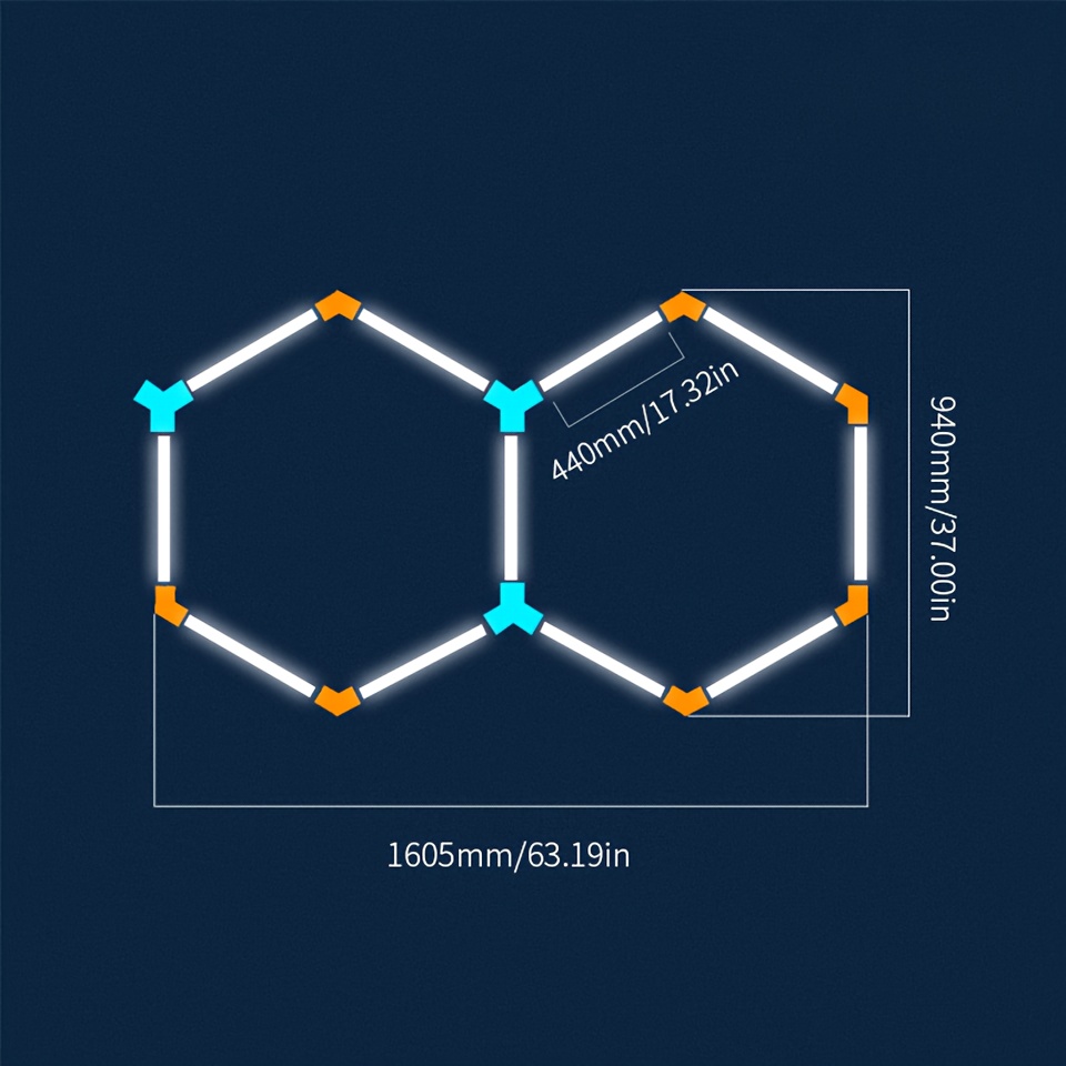 Image of Commercial & Led Hexagon Ceiling Light Fixture - High Brightness Honeycomb Panel Tubes With 6500k Cool Daylight, Ac110-265v Voltage Suitable For Garage, Workshop, , Car Detailing Shop, Modern Ceiling