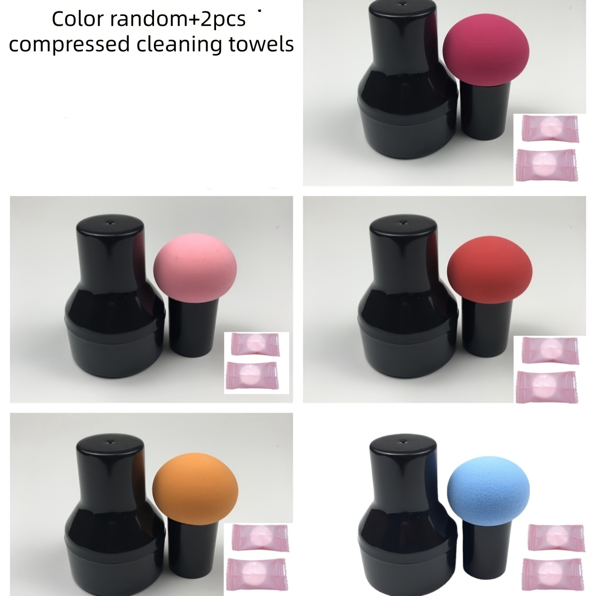 Color Random (free Compressed Towels) Small Mushroom Head Sponge Puff Air Cushion Bb Dry Wet Beauty Makeup Makeup Remover Tool