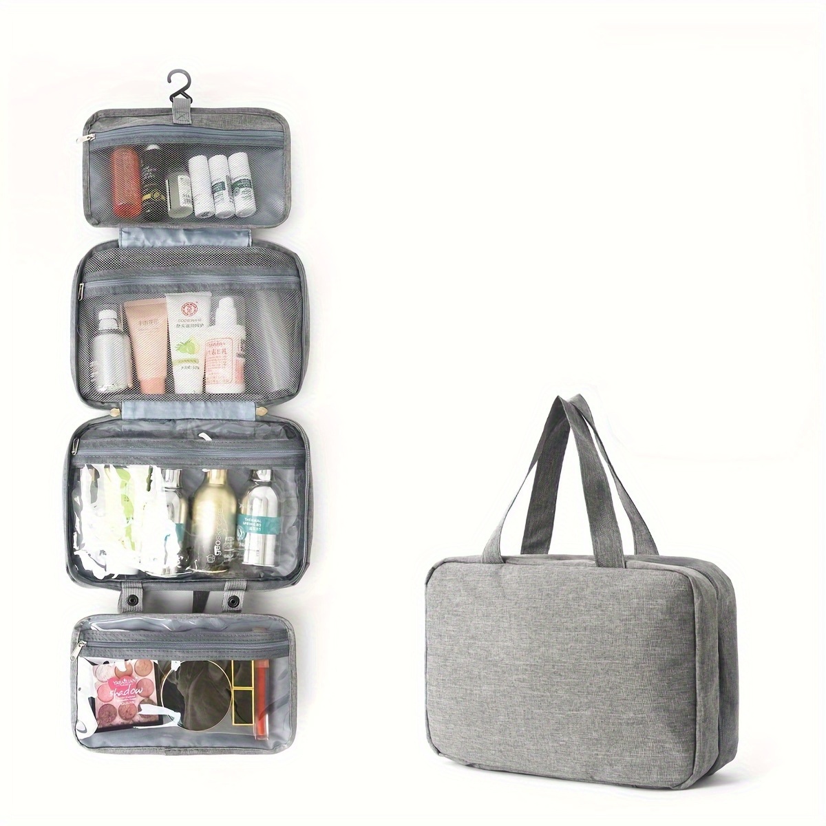 mens travel toiletry organizer bag with zipper closure lightweight oxford fabric makeup skincare storage compact with multiple compartments makeup pouch portable design   easy clean material stylish accessory Product details 3