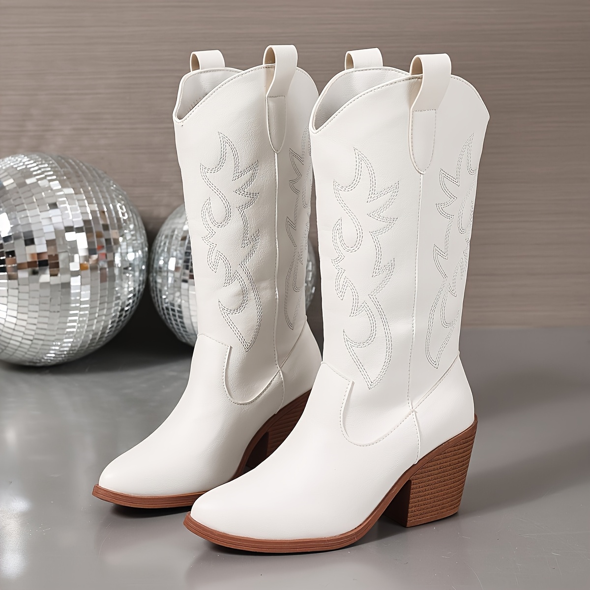 TEMU Ladies Dress Shoes & Boots, Fall Winter Pointed Toe Embroidered Boots, Versatile Daily Party Stylish Footwear, Women Shoes