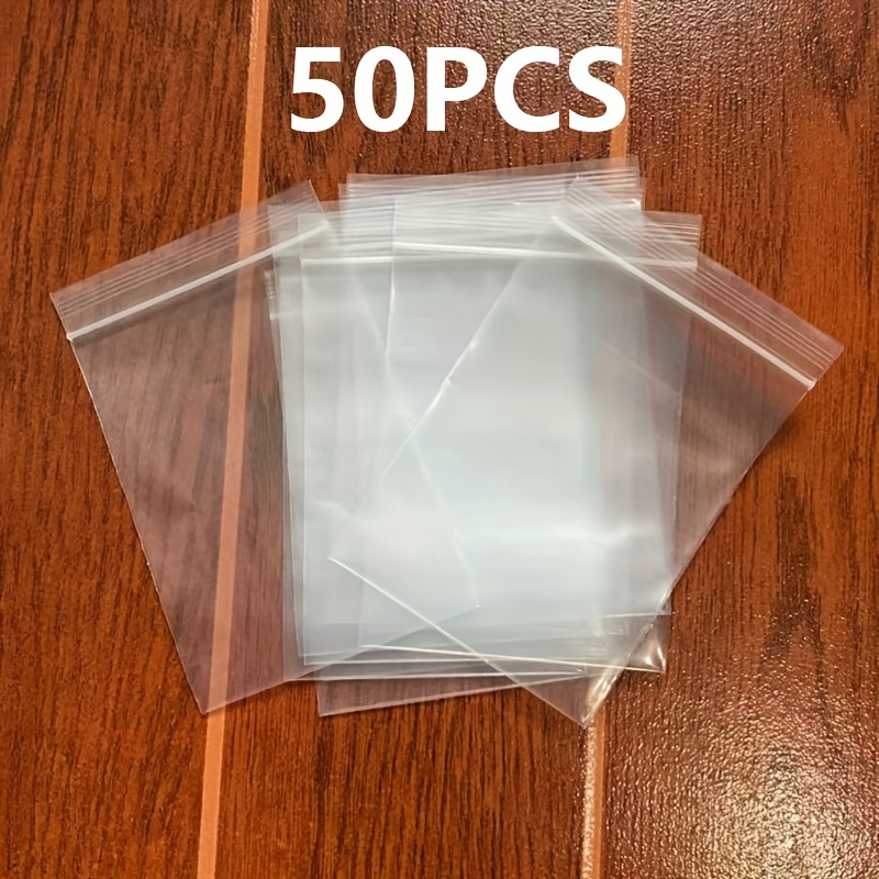 50pcs Thickened Pe Zipper Clear Resealable Bags, Reusable Sealable Storage Pouches For Small Items Organization & Packaging