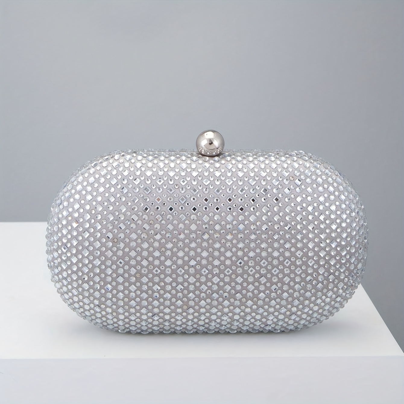 Clutch da Sera Ovale Elegante con Strass Borsa a Blu Navy e con  Tracolla Rimovibile Chiusura a Fibbia per Matrimoni, Gala ed Formali