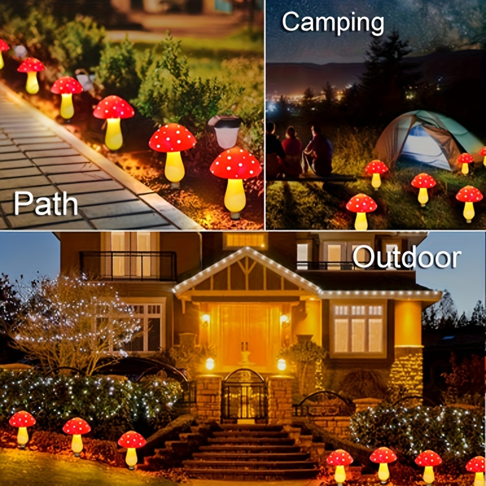 8 pachete de lumini solare de exterior cu ciuperci roșii, ip65, decorațiuni pentru drumuri de curte, decorațiuni drăguțe pentru petreceri în grădină, 8 moduri mici de iluminare de noapte