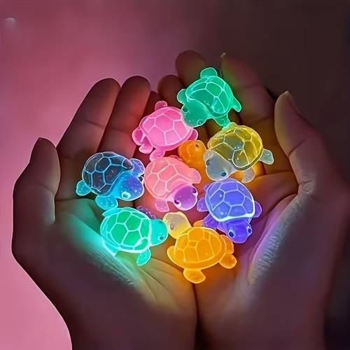 13 mixed color turtle colorful night light mini turtle decoration suitable for easter birthday ocean party holiday decoration dream theme random color resin material