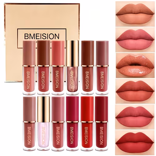 12pcs Liquid Lipstick Set, Transfer-Proof, Long-Lasting, Waterproof, Matte End, Various Colors, Including Makeup Enthusiast Gift Box, Ideal Present for Women