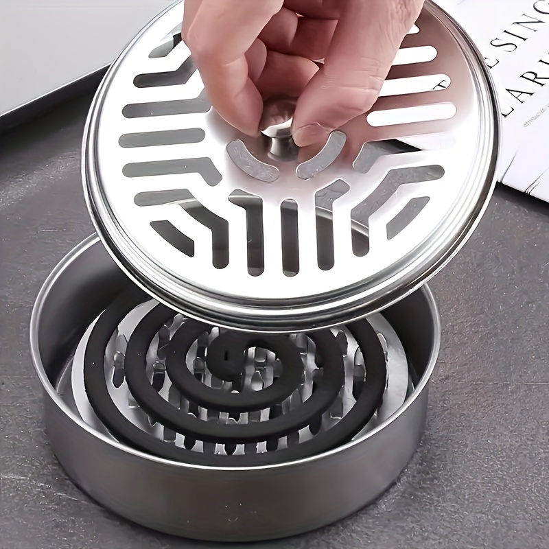 

Stainless Steel Mosquito Coil Holder - Fireproof & -resistant, Decor, Ideal For Dorms & Apartments (1pc/2pcs/3pcs Options)