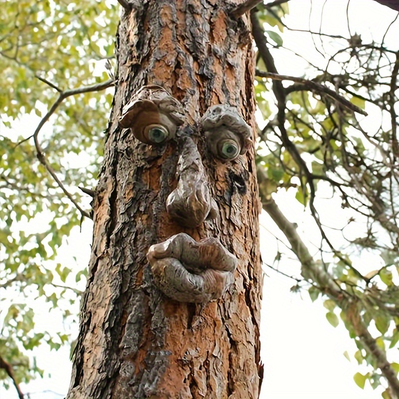 

Tree Face Decoration Outdoor, Tree Face Outdoor Statue Old Man Tree Hugger Tree Bark Decoration Interesting Yard Art, Easter Garden Creative Props Outdoor Tree Decoration