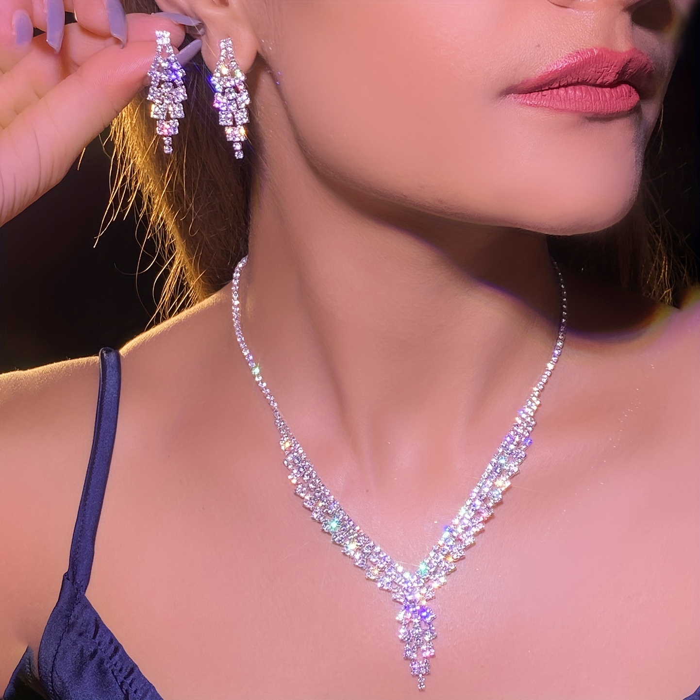 TEMU 3pcs Christmas Tree-shaped Jewelry Set, Shining And Fashionable, Suitable For Weddings, Banquets And Various Holiday Gifts