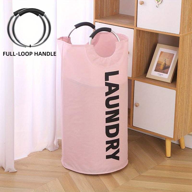 TEMU Extra Large Foldable Laundry Hamper - Travel Must Haves For Storage & Organization, Portable Laundry Basket With Full Loop Aluminum Handle, Pe