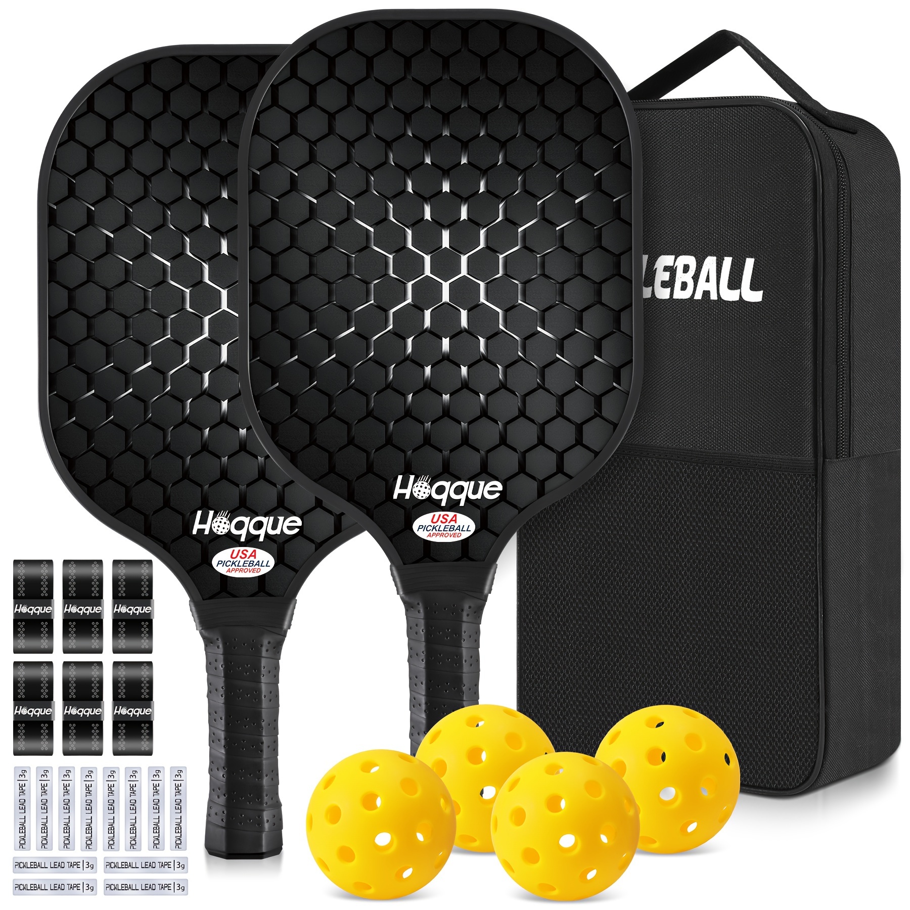 

2 Set Pickbleball Paddles With Bag Overgrip Lead Tape, Usapa Approved Fiberglass Racket Grip Accessories Kit Carbon Fiber Pickle Ball Equipment 2023 Adult Men Women Racquet Pickle Ball Lover Gift