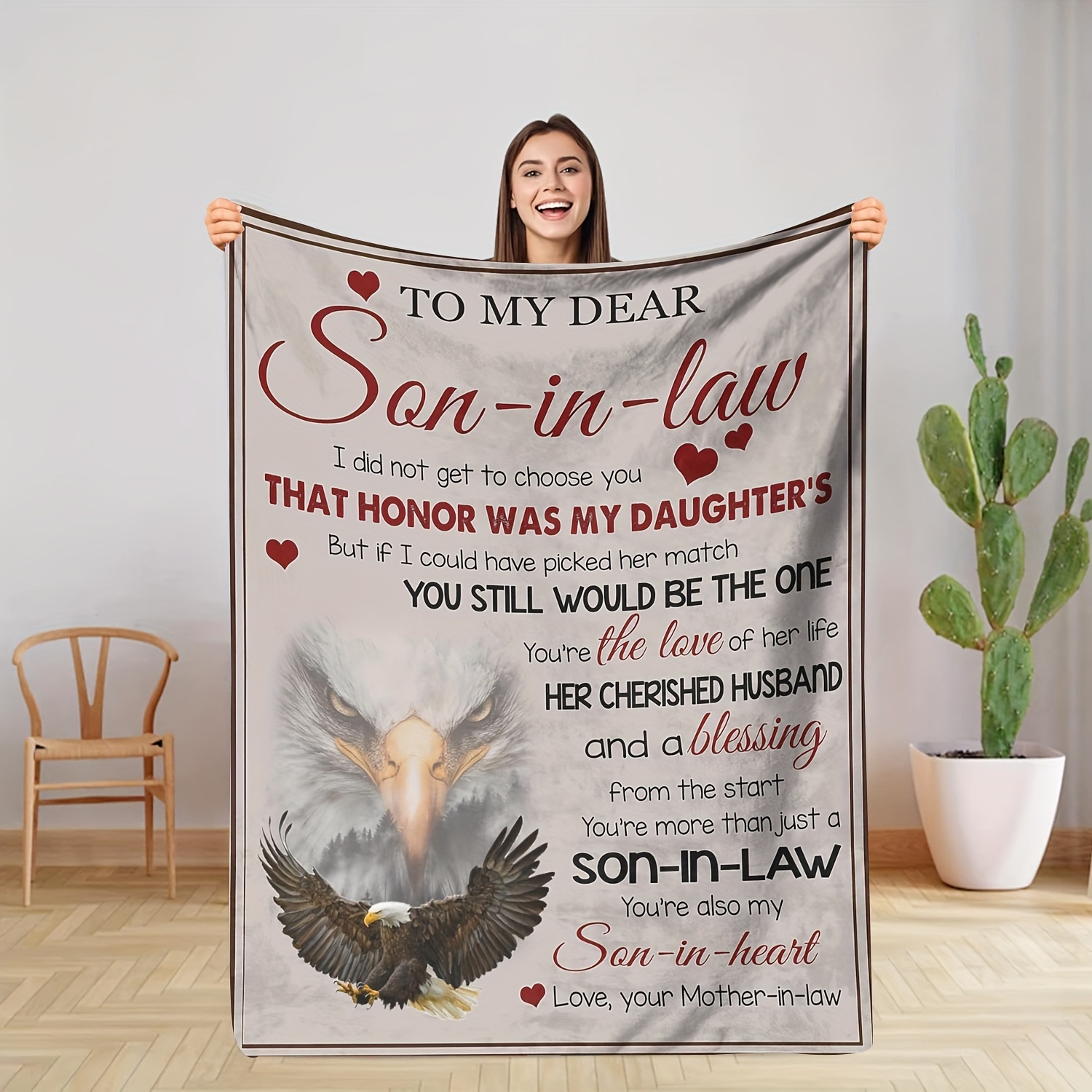 

-in-law Blanket, Eagle Pattern, Flannel Blanket, Knitted , All- Use, From Mother-in-law